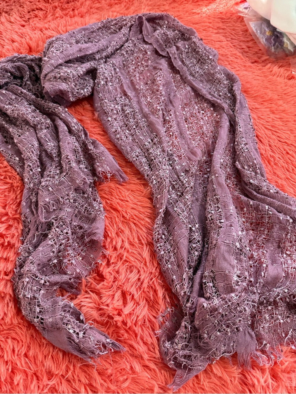 Lightweight Lavender Lace Scarf - Women Accessories
